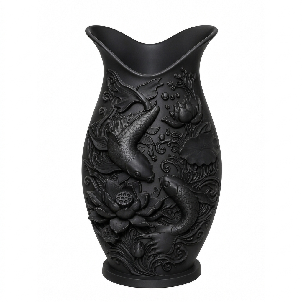 Lotus koi (Balık) dekoratif vazo - Görsel 19