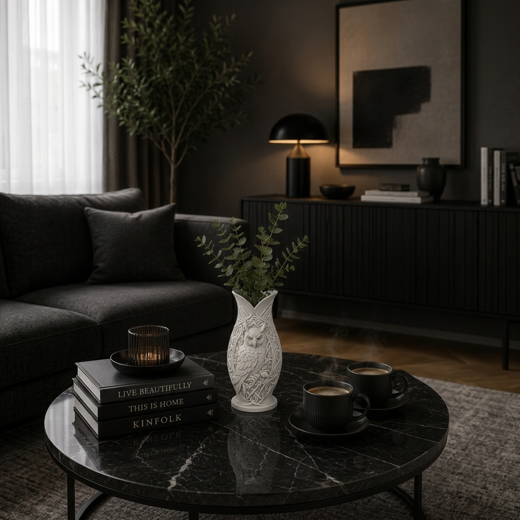 Nordik (Baykuş) Desenli Dekoratif Vazo - Görsel 10