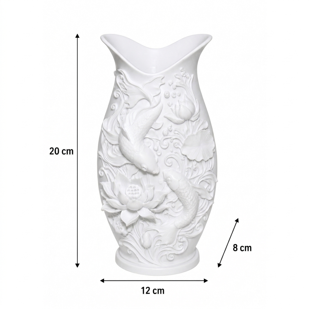 Lotus koi (Balık) dekoratif vazo - Görsel 16