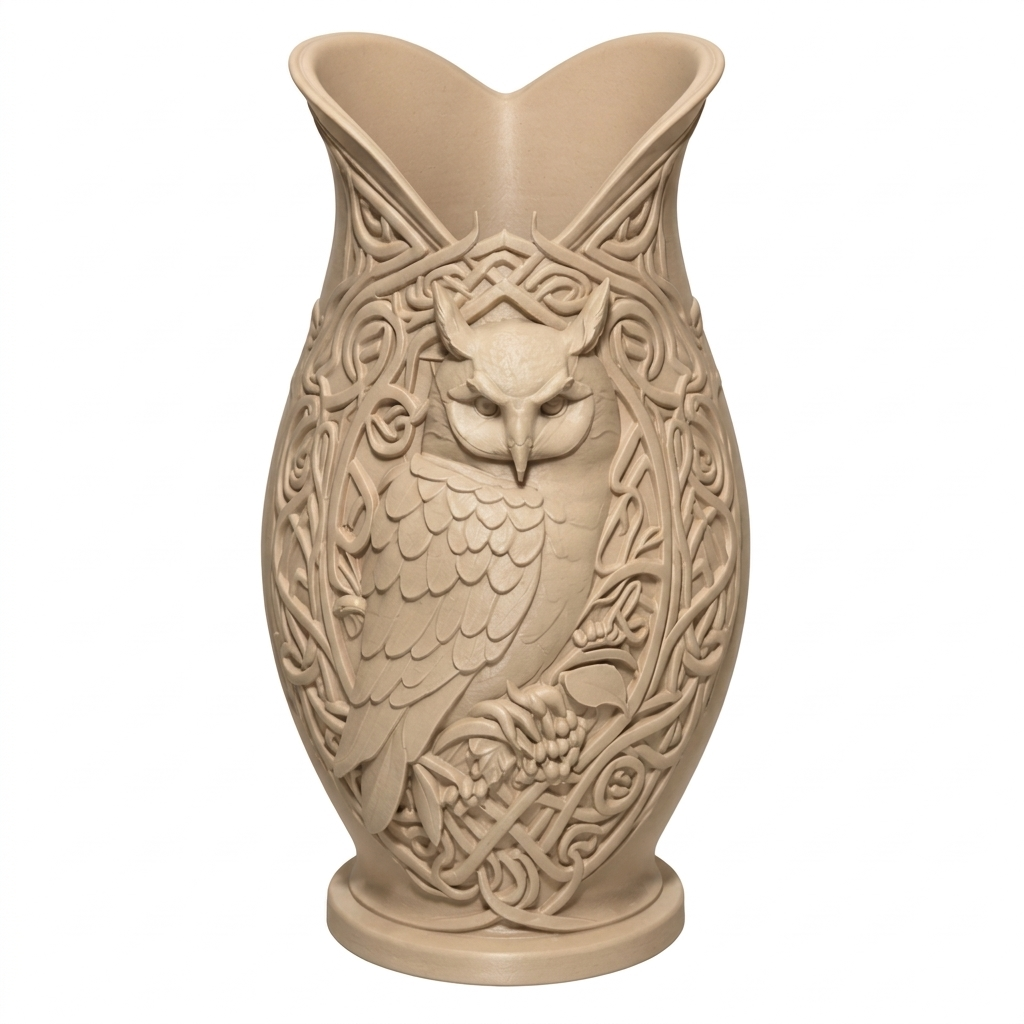 Nordik (Baykuş) Desenli Dekoratif Vazo - Görsel 23